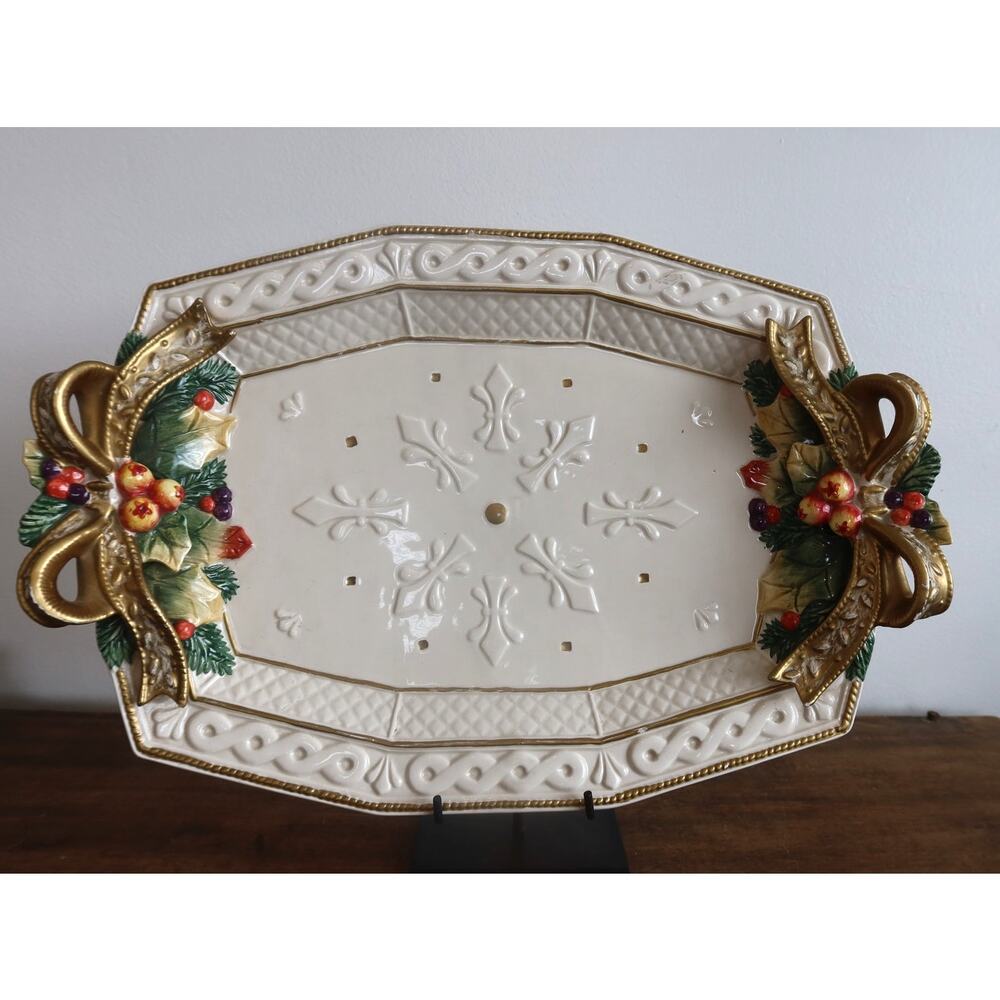 Vintage Fitz and Floyd Snowy Woods Serving Platter 16" 1996